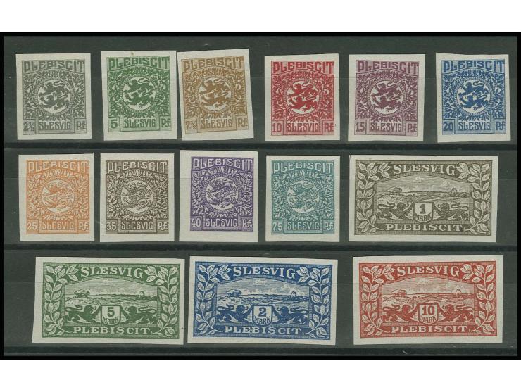 1920, 2½ Pfg.- 10 M., ungezähnte Probedrucke, postfrisch, teils leicht knittrig
