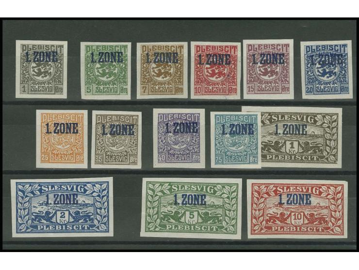 1.ZONE 1Ö.-10 Kr.,ungezähnte Probedrucke, postfrisch, teils gering knittrig, einige sign. Ludin BPP