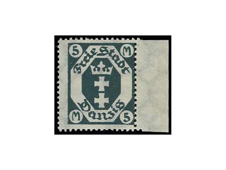 1922, 5 M. mit Wz. 4 vom linkem Rand, postfrisch, rückseitig unten mit kleinen roten Farbpigmenten, sonst einwandfrei, sign. 