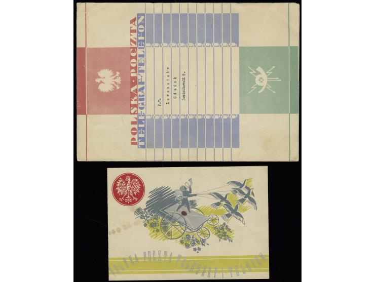 DIVERSES: Port Gdansk: 1934/36, zwei Telegrammfolder, einer im A4-Format mit Schreibmaschinentext von Gdynia nach Danzig, der