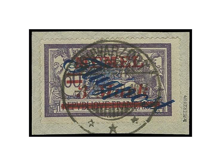 1922, Flugpost, 3 M. auf 60 C. mit sauberem Stempel "STONISCHEN 1.9.22" auf Briefstück, Kabinett, sign. Petersen mit Fotoatte