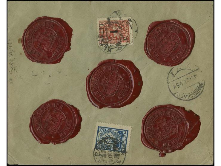 1 L. auf 2000 M. rot mit litauischer Zufrankatur mit Stempel "KLAIPEDA 10.XI.24" rückseitig auf eingeschriebenem Wertbrief de