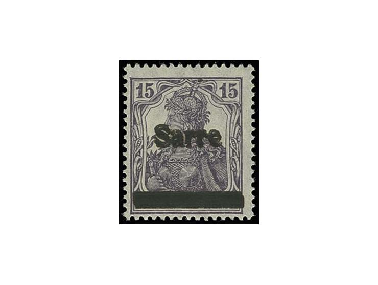15 Pfg. grauviolett mit doppeltem Aufdruck der Abart "N", postfrisch, Pracht, sign. ArGe Saar und Fotoattest Ney BPP (Mi. für