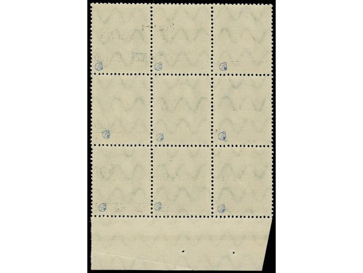 7½ Pfg. im Unterrand-9er-Block, postfrisch, sign. Dr. Dub (Mi. 810,-)