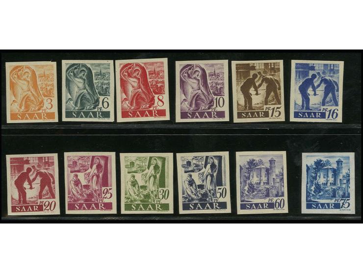 1947, Freimarken 3-30 Pfg. sowie 50-75 Pfg. ungezähnt, 75 Pfg. mit Wz. 1X, postfrisch, bis auf letztere alle sign. Schwenn, e