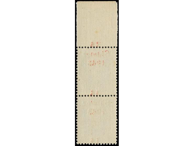 1943, 25 Q. im senkrechten Oberrandpaar mit stark verschobenem Aufdruck, dadurch Zeilenreihenfolge 2-1-1, postfrisch, Kabinet
