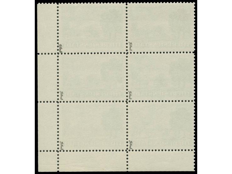 THERESIENSTADT: 1943, Zulassungsmarke im 6er-Block aus der rechten unteren Bogenecke, postfrisch, Kabinett, sign. Gilbert