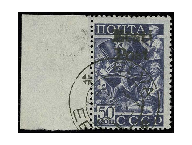 Sportfeier 50 K. mit linkem Bogenrand, mit sauberem Stempel "ELVA C 10 VIII 41", Kabinett, Auflage nur 65 Stück, u.a. Nemvalz