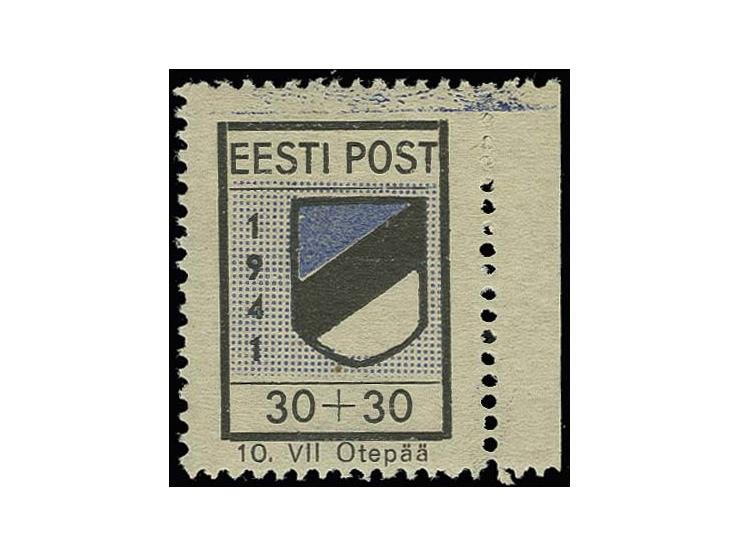 1941, gezähnt: 30 K. Type I, rechtes Randstück, postfrisch, Kabinett, sign. Krischke BPP