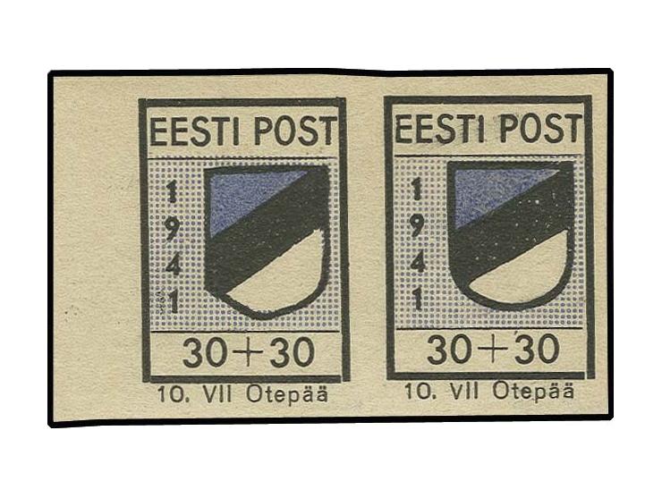 30 K. im waagerechten Paar der Typen I und II mit linkem Bogenrand, postfrisch, Kabinett, sign. Krischke BPP mit Fotoattest