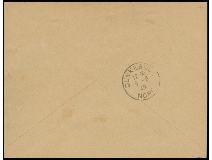 1940, 25 C. im Paar mit Stempel "DUNKERQUE 2 -8 40" auf Ortsbrief mit Ank.-Stempel, Pracht, sign. Calves