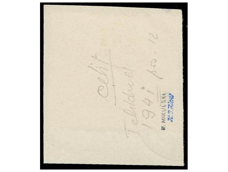 Ferner Osten 15 K.,  Type III mit Aufdruckfehler "194i statt 1941", mit Stempel auf Briefstück, Kabinett, u.a. sign. Mikulski