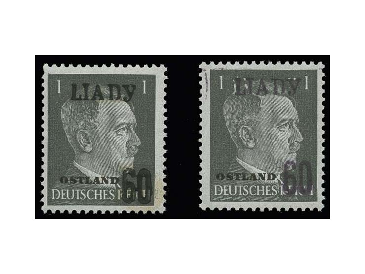  Hitler 60 K. auf 1 Pfg. mit schwarzem bzw. schwarzviolettem Aufdruck, postfrisch, Kabinett, sign. Dr. Schultz