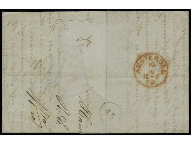 1865, 7 Schilling lila, farbfrisch und gut gezähnt mit klar aufgesetztem blauen DKr. "HAMBURG ST. P. 9/10 66" auf Faltbrief n