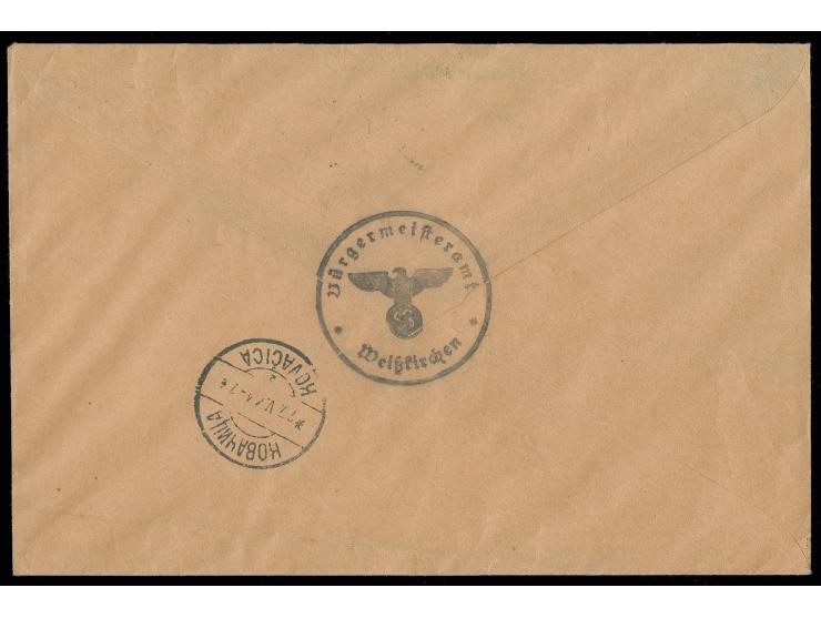 DIVERSES: 1941, gebührenfreier Dienstbrief ab "BELA CRKVA 21 V.41" nach Kovacica mit rückseitigem Ankunftsstempel, mit geschw