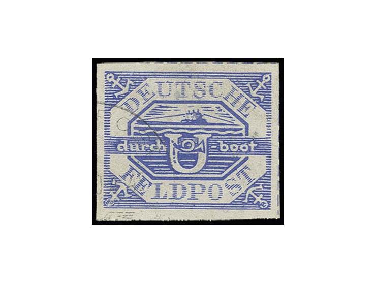 U-Boot Hela blau, gestempelt, Bedarfsstück mit Bügen und Knitterspuren, bildseitig noch feines Stück, Fotoattest Gabisch BPP