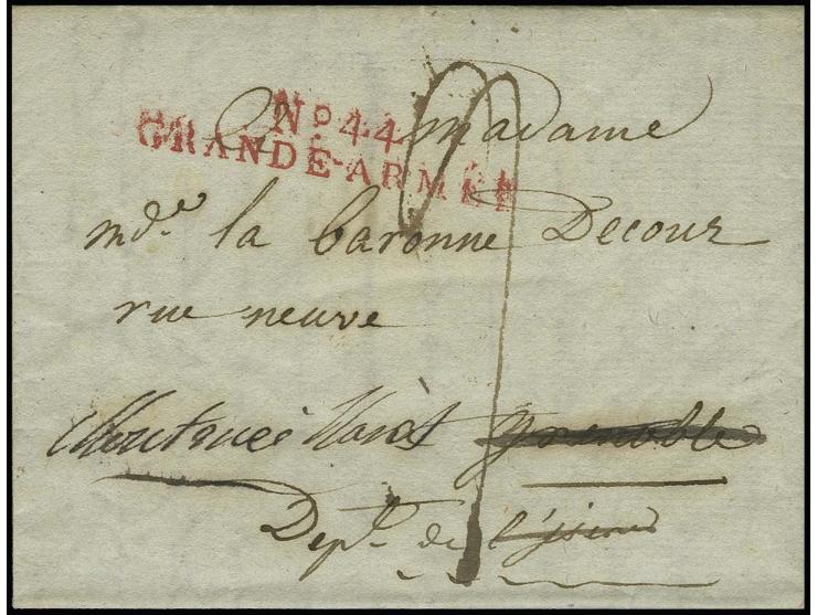 1810, "No, 27 / ARM. D'ALLEMAGNE", L2 in rot sauber auf kpl. Brief aus Salzburg mit Unterschrift des Generals Joseph Marie de