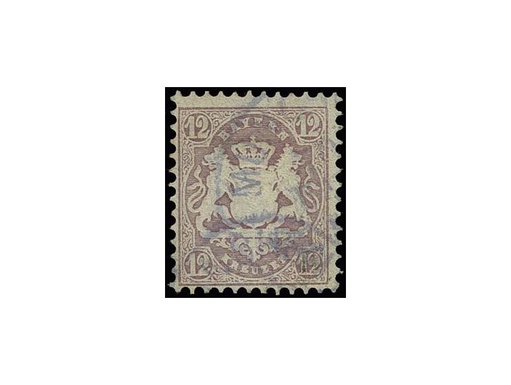 12 Kr. lila, farbfrisch und einwandfrei gezähnt mit violettblauem EKr. von München, Kabinett, u.a. sign. Köhler und Fotoattes