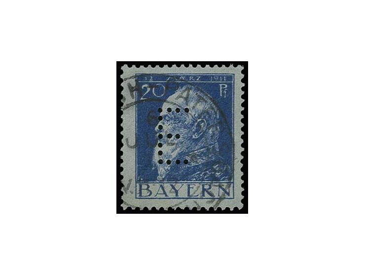 DIENSTMARKEN: 1912, 20 Pfg. dunkelultramarin mit Lochung "E", Type I, sauber gestempelt Kabinett, eine seltene Marke, sign. H