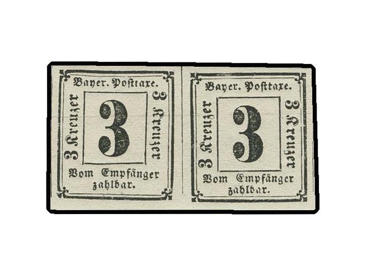 3 Kr. schwarz im waagerechten Paar, postfrisch, Luxus (Mi. 600,-)
