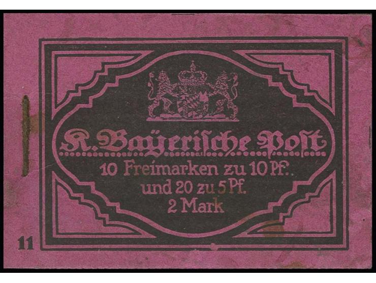 Luitpold, schwarz auf hellrötlichlila, Deckel fleckig und Klammer gerostet, Ordnungsnummer 11, postfrisch, die hinteren beide