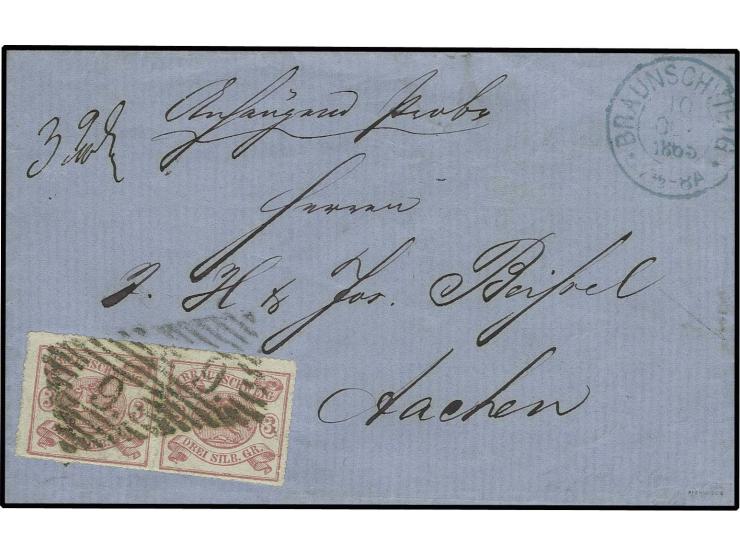 1864, 3 Sgr. rosa im farbfrischem, waagerechten Paar mit allseits gutem Durchstich, mit zwei klaren Nummernstempeln "9" und n