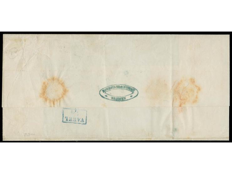 1 Gr. blau, drei farbfrische, allseits voll- breitrandige Stücke mit klarem Ra2 des Stadtpostamtes "BREMEN 6 6" auf Faltbrief