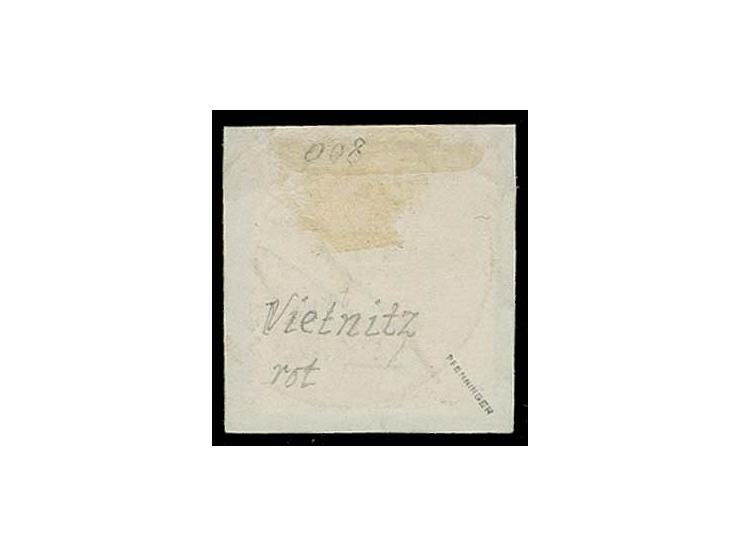 2 Sgr. ultramarin mit klarem roten DKr. "VIETNITZ 6/2 64" auf Briefstück, Kabinett, sign. Pfenninger
Provenienz: Fritz Kirch