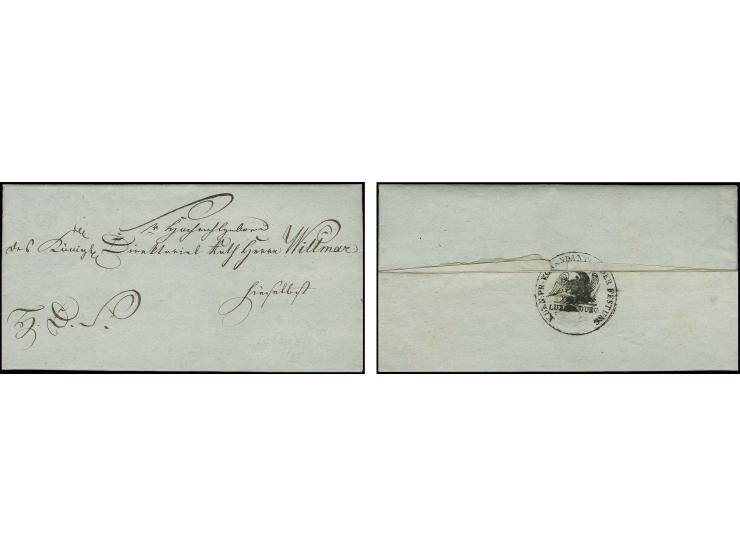 Militärdienstbrief vom 24. Juli mit rückseitigem Absenderstempel "Koenigl. preuss. Kommandatur der Festung Luxemburg" an das 