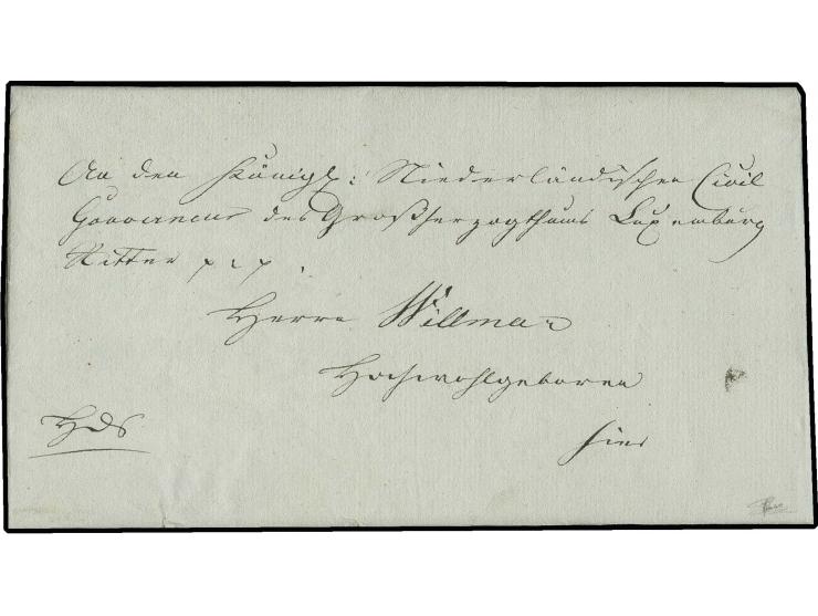 1817, Militärdienstbrief des Kommandanten der Bundesfestung Du Moullin an den königlich niederländischen Zivilgouverneur mit 