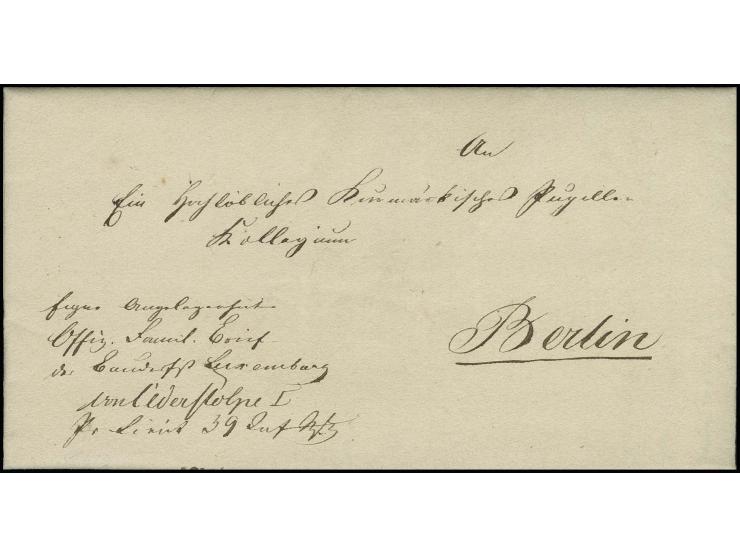 1843, portofreier "Offiz. Famil. Brief der Bundesfestung Luxemburg" mit rückseitigem Durchgangsstempel "TRIER 3/6". Vom 3. Ma