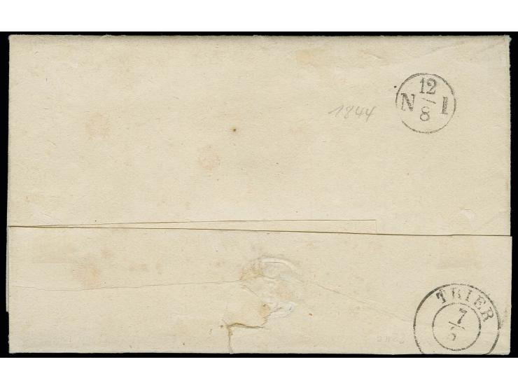 1844, portofreier Offiziersbrief mit handschriftlichem Vermerk "Offizier-Familien-Brief zur Bundesfestung Luxemburg gehörigen