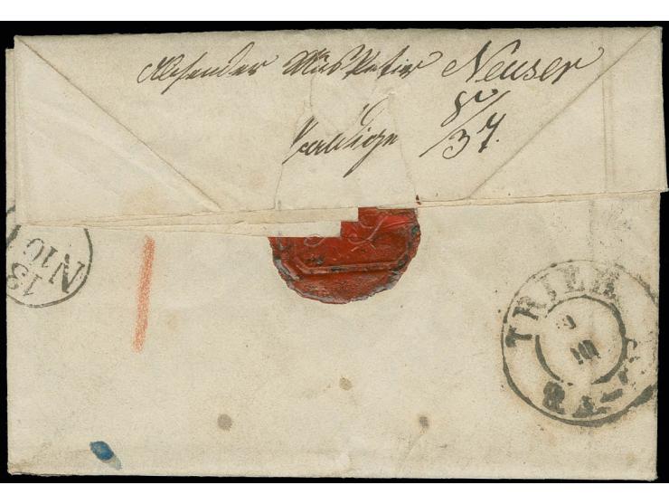 1857, "MIL:BRIEF.ST. LUXEM=BURG" auf kpl. Soldatenbrief mit entsprechend handschriftlichem Vermerk nach Arnsberg mit rückseit