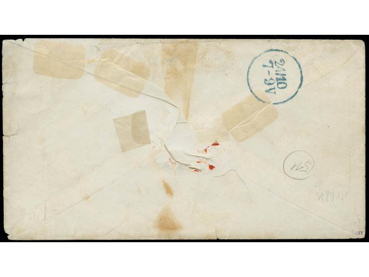 "OFFICIER BRIEF LUXEMBURG", Ovalstempel in schwarz auf Briefkuvert frankiert mit Luxemburg 1859, 37½ C. grün mit DKr. "LUXEMB