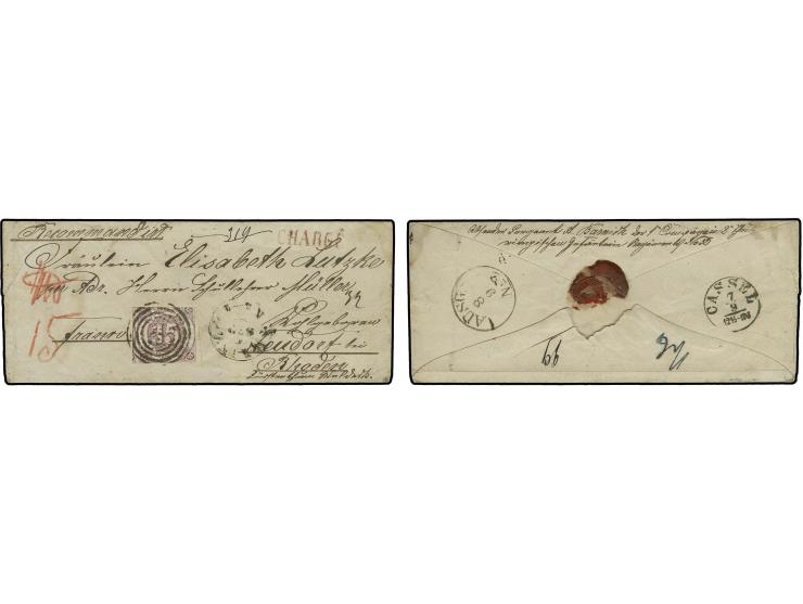 1860 (ca.), Chargé-Brief eines Sergeanten der 1. Kompagnie, 2. Thüring.Inf. Regiment 32 (war von 1861-66 in der Bundesfestung