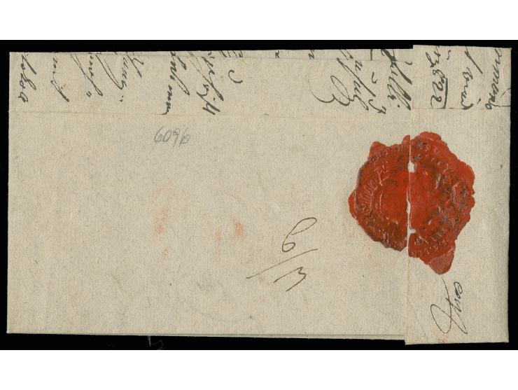 1822, "K.K. OEST. MILT. POST / Mainz ... FEB. 1822", roter Achteck-Stempel auf kpl. Dienstbrief nach Österreich, waagerechte 