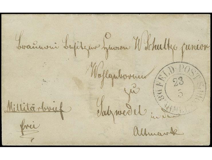 1849 (?), portofreier 'Militär-Brief' mit DKr. "FELD-POST D.8 ARMEECORPS" nach Salzwedel, Briefinhalt: neue Adressangabe "3te