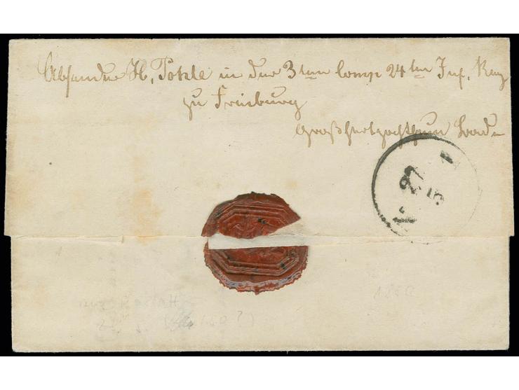 1849 (?), portofreier 'Militär-Brief' mit DKr. "FELD-POST D.8 ARMEECORPS" nach Salzwedel, Briefinhalt: neue Adressangabe "3te