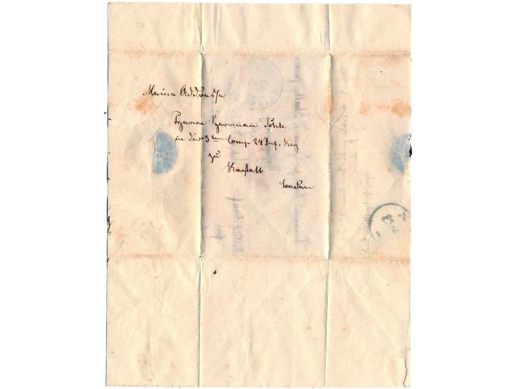 1849 (?), portofreier 'Militär-Brief' mit DKr. "FELD-POST D.8 ARMEECORPS" nach Salzwedel, Briefinhalt: neue Adressangabe "3te