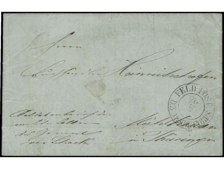 1849, Soldatenbrief der "mobilen Colonne des General von Schacke" mit DKr. "FELD-POST D.3 Armeecorps 26/7" nach Thüringen