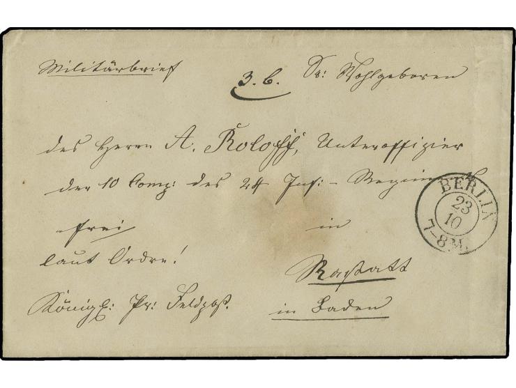 1850 (ca.), "Militärbrief" mit DKr. "BERLIN 23 10" an einen Unteroffizier in der Festung