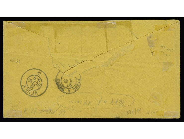 1864/67, ½ Schilling schwarz, waagerechtes Paar und 3 Einzelstücke sowie 4 Schilling gelbgrün, alle farbfrisch und gut gezähn