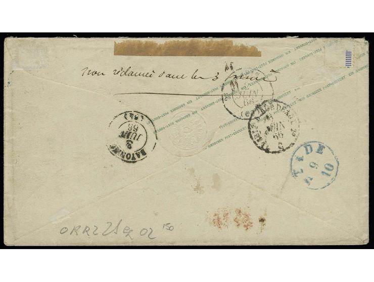 1864, durchstochene Ausgabe ½ Groschen schwarz, rechtes Randstück mit Reihenzähler "2" und 3 Groschen braun mit EKr. "STADE 3