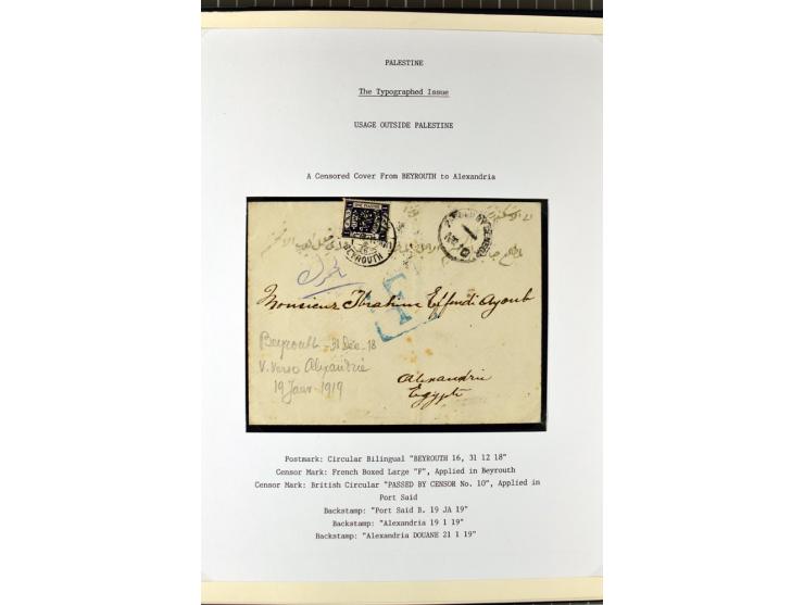 USED IN LEBANON: One volume collection with about 60 covers and postcards and several single stamps and pieces, containing se