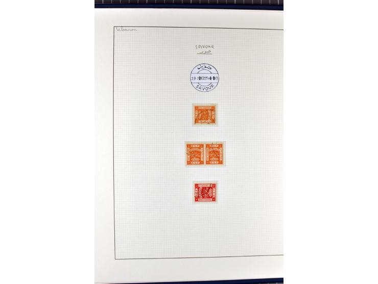 USED IN LEBANON: One volume collection with about 60 covers and postcards and several single stamps and pieces, containing se