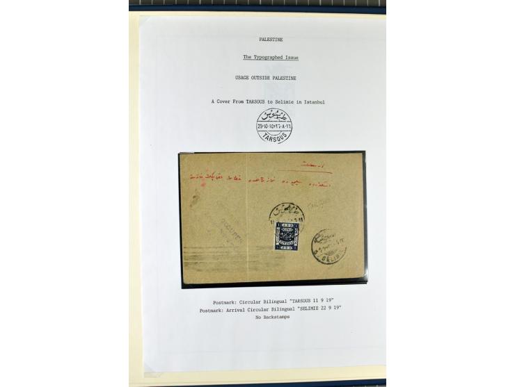 USED IN LEBANON: One volume collection with about 60 covers and postcards and several single stamps and pieces, containing se
