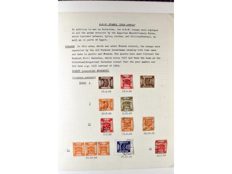 USED IN LEBANON: One volume collection with about 60 covers and postcards and several single stamps and pieces, containing se