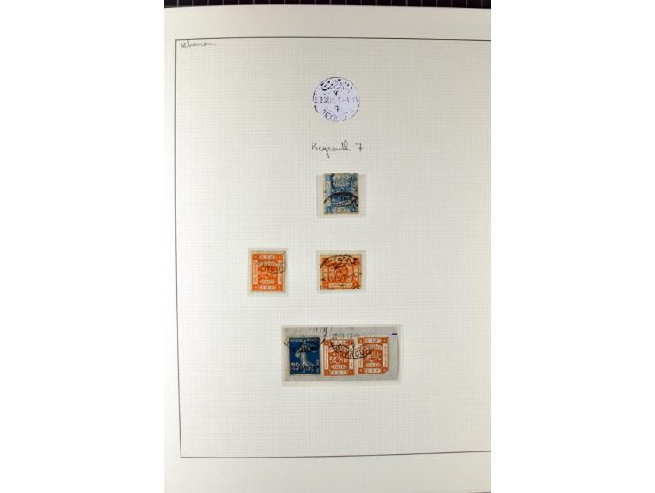 USED IN LEBANON: One volume collection with about 60 covers and postcards and several single stamps and pieces, containing se