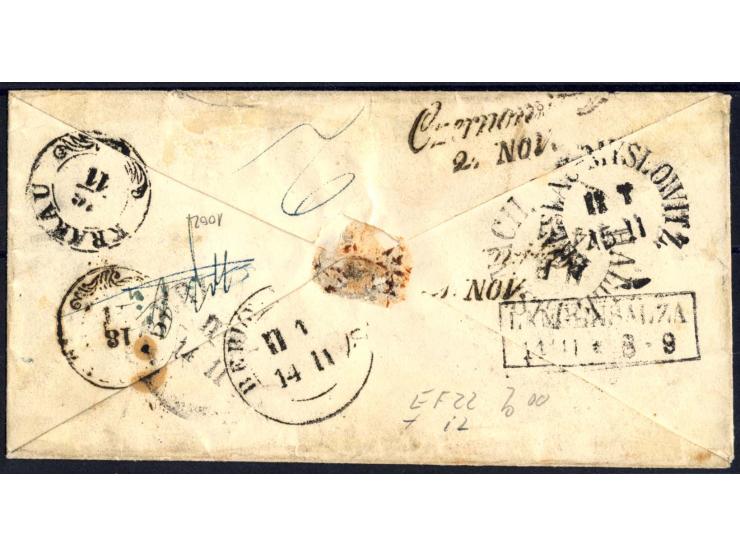 RUMÄNIEN: 1851/55, 1/10 Thaler auf gelb, allseits breit- bis überrandiges Oberrandstück mit Reihenzähler "5" auf kleinem Brie