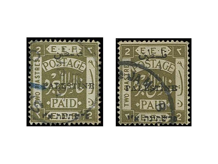 2 pia., withdrawn types 13 and 23a (short Lamed), used, fine, each certificate Kaufmann (Bale 22C, D)